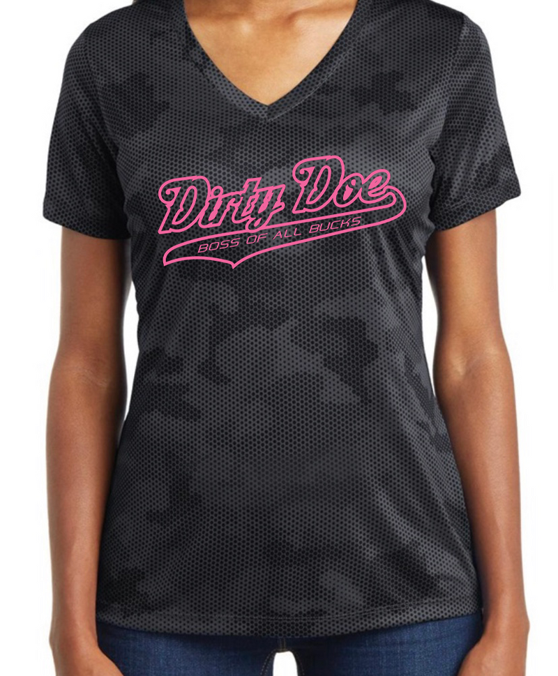 Dirty Doe Boss Of All Bucks Dry Fit Shirt (Gray Camo) - Dirty Doe & Buck Wild 
