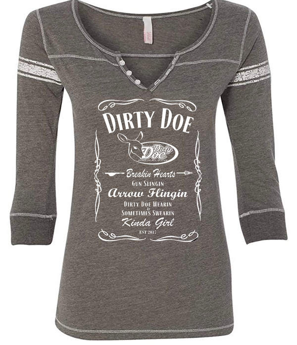 Dirty Doe Hailey Henley 3/4 Sleeve Shirt Collection - Dirty Doe & Buck Wild 