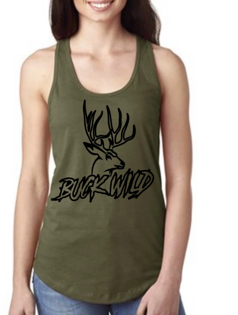 Buck Wild Racer Back Tank Tops (Assorted Colors) - Dirty Doe & Buck Wild 