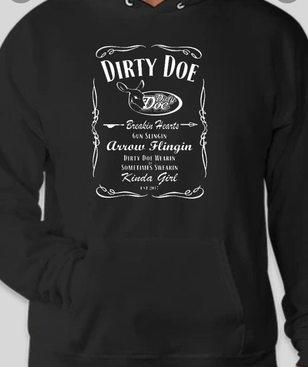 Dirty Doe “ Breakin Hearts” Black hoodie with white logo
