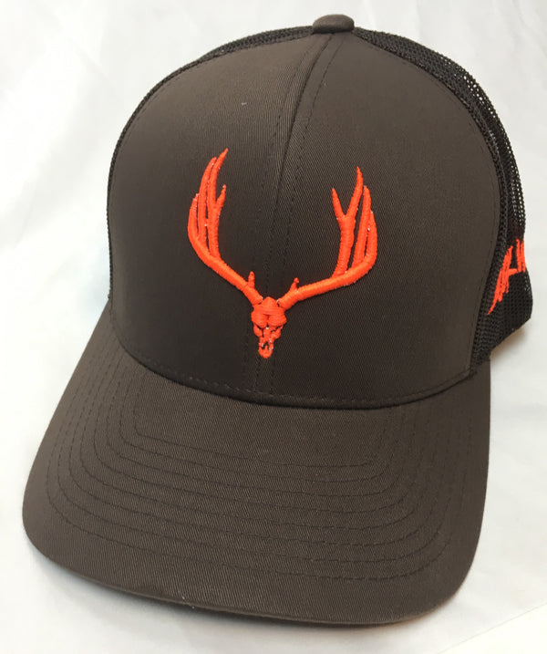 Buck Wild Muley Logo on Brown With Neon Orange Snap Back Hat - Dirty Doe & Buck Wild 
