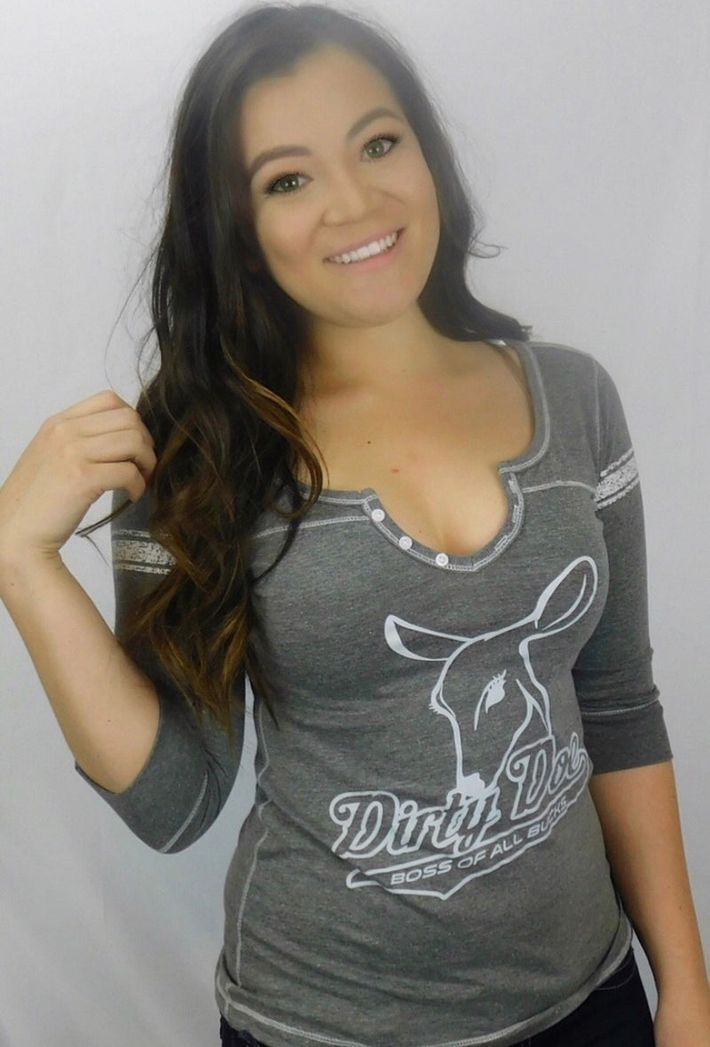 Dirty Doe Hailey Henley 3/4 Sleeve Shirt - Dirty Doe & Buck Wild 