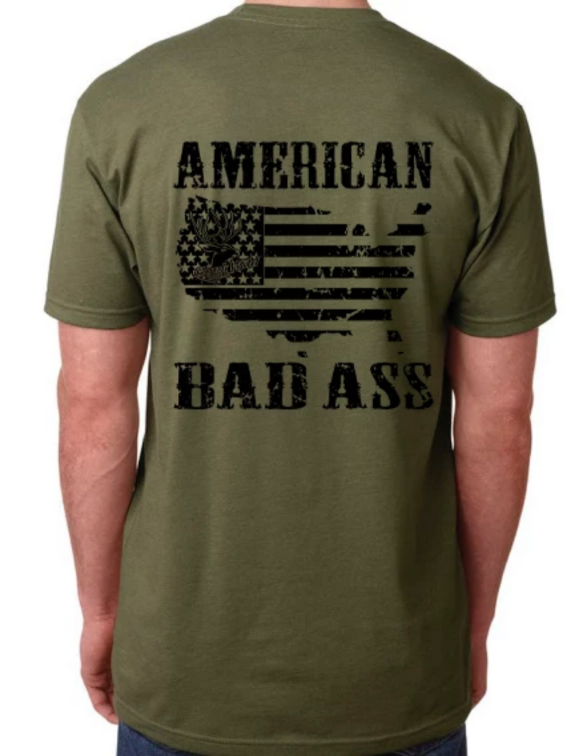 American Badass T-shirt - Dirty Doe & Buck Wild ,hunting apparel,camo,girls that hunt,huntress, buck wild,deer shirts,buck shirts,country shirt,country girl shirts, amazon,cabelas,bass pro shop,sportmans,