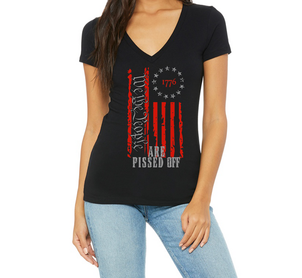 “We The People Are Pissed Off” V-neck black t-shirt - Dirty Doe & Buck Wild 